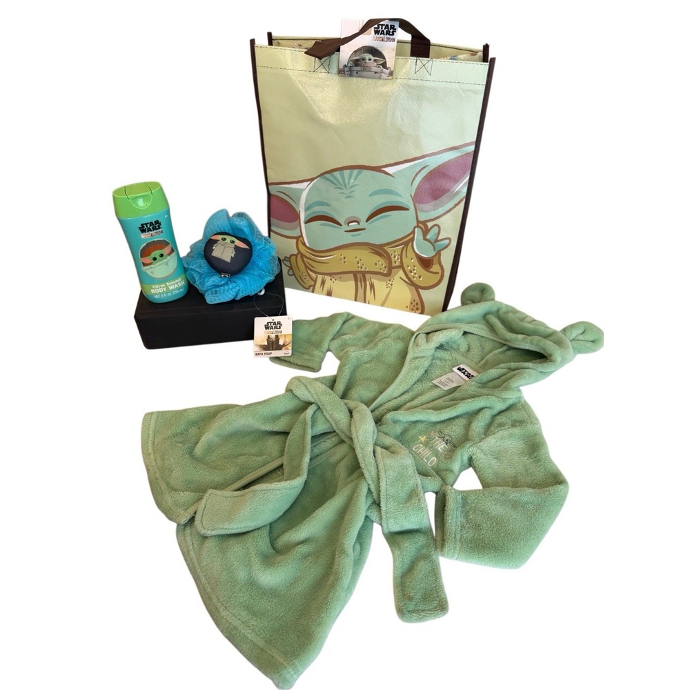 NEW Disney Star Wars Grogu Baby Yoda Hooded Robe Bath Gift Set 18M Mandalorian